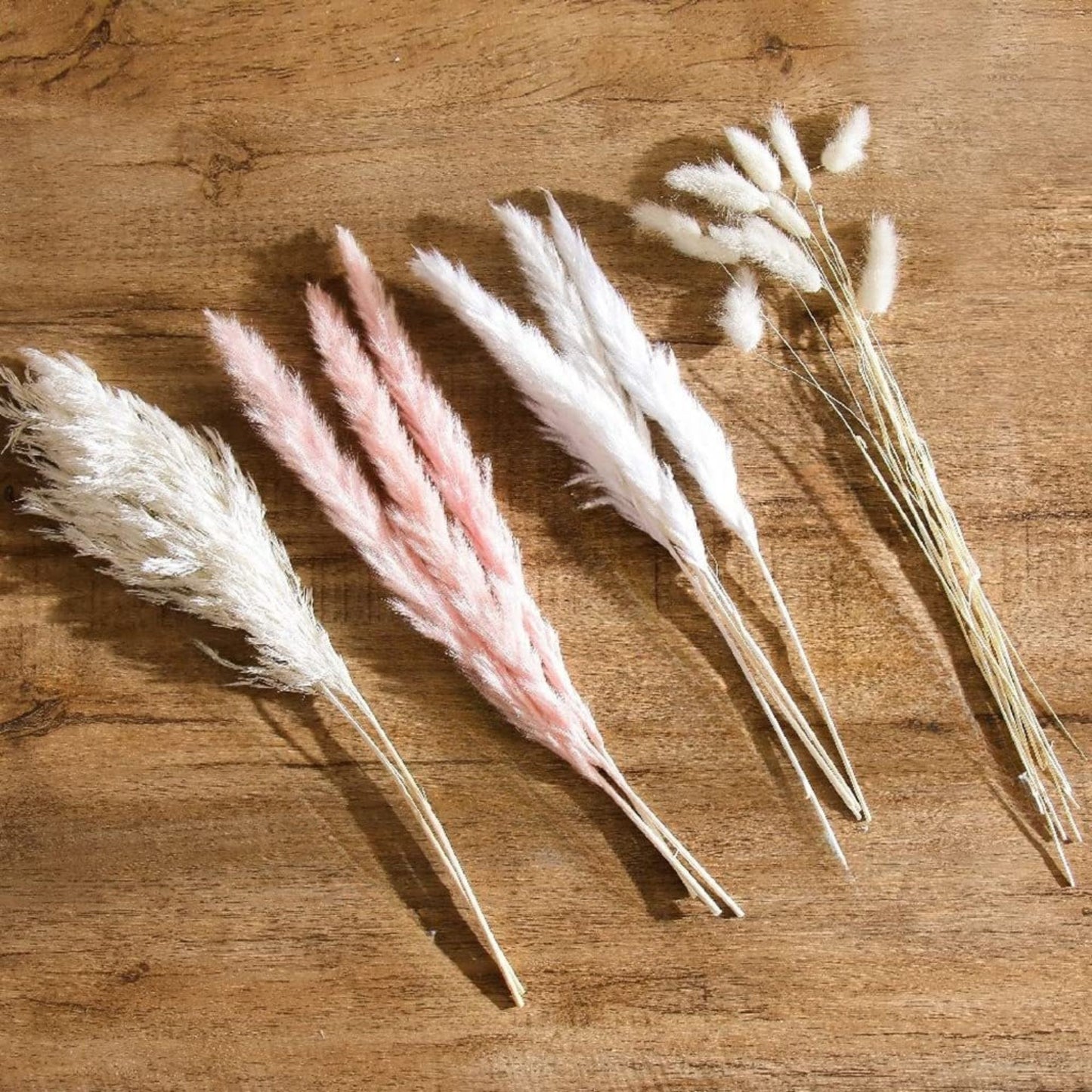 Boho Trockenblumenstrauß Rosa Weiß mit Pampasgras