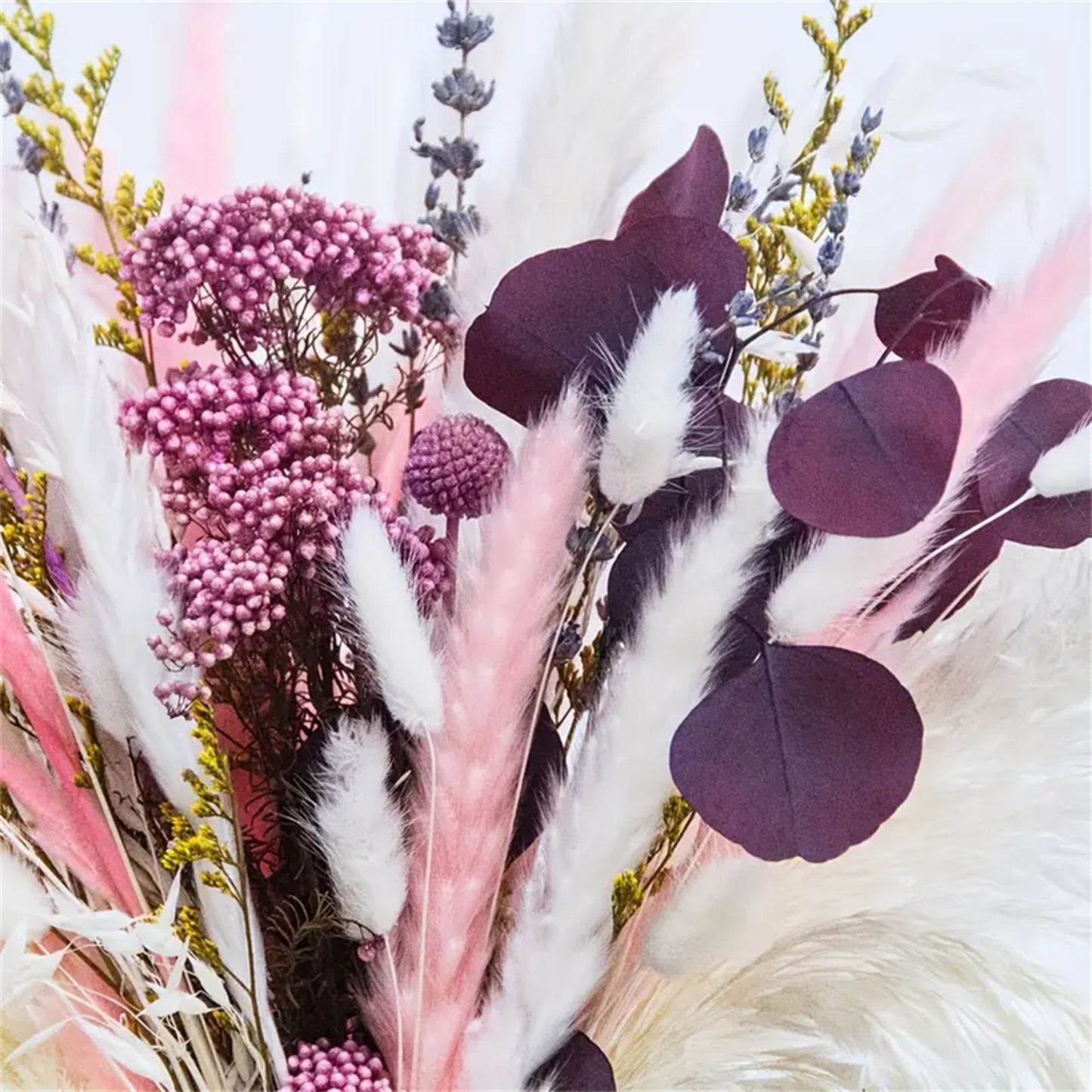 Boho Trockenblumenstrauß Rosa Beere mit Pampasgras